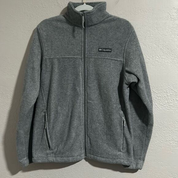 Columbia Mens Size S Steens Mountain 2.0 Fleece Jacket Gray Heathered Mock Neck - Picture 1 of 7